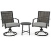 Tangkula 3PCS Swivel Chair Set Coffee Table Wicker Cushioned Seat Balcony Porch Patio - 2 of 3