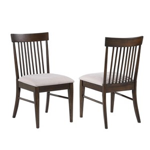 Simple Relax Set of 2 Upholstered Dining Chairs with Spindle Back in Walnut and Wheat - 1 of 4