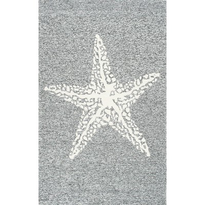 Reversible Gray Starfish Design Synthetic Area Rug