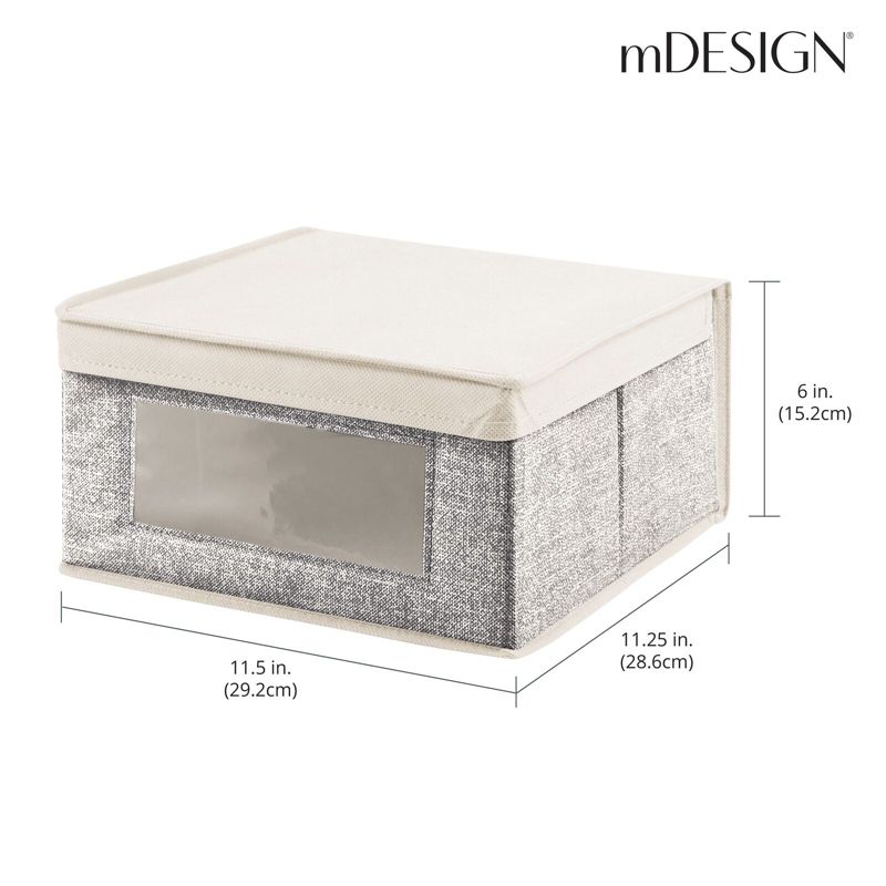 mDesign Medium Fabric Closet Storage Box with Front Window/Lid, 4 of 10