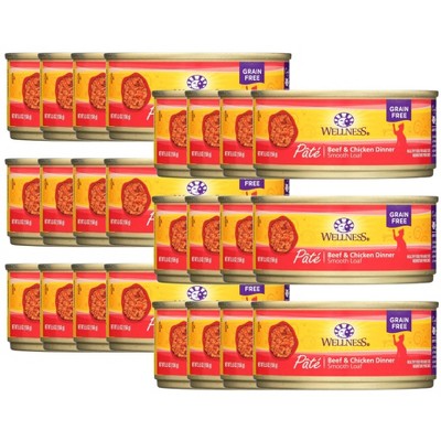 Wellness Beef and Chicken Dinner Grain Free Wet Cat Food - Case of 24/5.5 oz