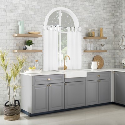 White Cotton Sheer Twist Tab Cafe Curtain Pair