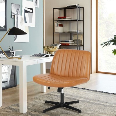 Adjustable Brown PU Leather Swivel Task Chair