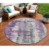 Purple And Ivory Abstract Washable Indoor Outdoor Area Rug - 2 of 4
