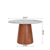 39" Modern Round Pedestal Dining Table with Glossy Faux Marble Top, Small Kitchen Table for 2-4,Indoor Small Bistro Table–The Pop Home - 4 of 4