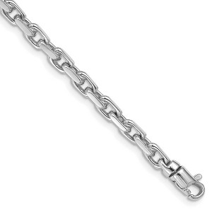 Black Bow Jewelry 4.25mm 14K White Gold Solid Fancy Cable Chain Bracelet - 1 of 4