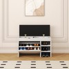 Vynxaria White Black Shoe Bench with Soft Cushion and Hidden Storage - 4 of 4