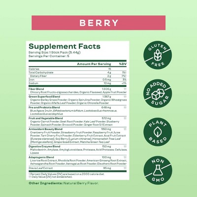 BLOOM NUTRITION Greens and Superfoods Powder Stick Pack - Berry - 5ct_4