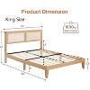 Bohemian Platform Bed Frame with Rattan Storage Headboard, Adjustable Lights, Solid Wood Support, No Box Spring Needed, Noise-Free - 2 of 4