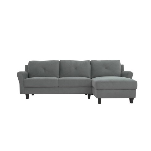 Henry 3 Seat Sectional Sofa With Rolled, Gray Sofa Sectionals