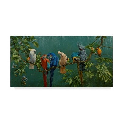Michael Jackson Exotic Birds Jungle Canvas Art in Teal and Green