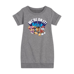 Girls' - Paw Patrol - We're On It Graphic Short Sleeve Fleece Dress - 1 of 4