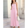 Coolmee Women Smocked Sleeveless Jumpsuits Summer Casual Spaghetti Strap Square Neck Wide Leg Rompers with Pockets - 2 of 4