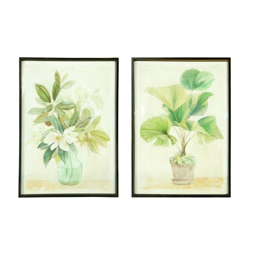 Potted Palm and Flowers in Vase Decorative in Metal Shadowbox Frames - Creative Co-Op was $179.99 now $134.99 (25.0% off)