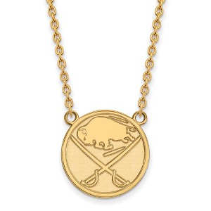 Black Bow Jewelry 14k Yellow Gold Plated Sterling Silver Buffalo Sabres NHL Necklace 18 Inch - 1 of 4