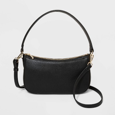 black shoulder bag with zip