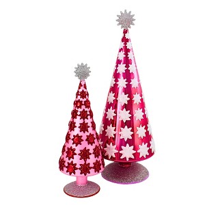 Cody Foster 16.5 Inch Quatrefoil Tree Red Christmas Decorative Tree Set , Christmas Decor Valentine's Day (2PC) - 1 of 4