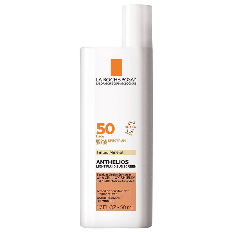 La Roche Posay Anthelios Tinted Face Sunscreen SPF 50, Ultra-Light Fluid Mineral Face Sunscreen with Titanium Dioxide - SPF 50 - 1.7 fl oz​, 1 of 18