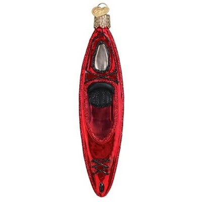 Old World Christmas Blown Glass Ornament for Christmas Tree, Red Kayak