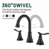 Cobbe 2-Handle 8 inch Widespread Bathroom Sink Faucet Matte Black Lavatory Faucet 3 Hole 360° Swivel Spout Vanity Sink Basin Faucets - 4 of 4