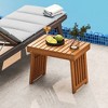 Tangkula Outdoor Folding Side Table Patio Acacia Wood End Table w/ Slatted Tabletop - 3 of 4