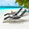 Outdoor Chaise Lounge Chairs,Portable Set of 3,Iron Patio Rocking Chair Set, Including Patio Lawn Rockers with Coffee Table and Headrests,for Patio - 2 of 4