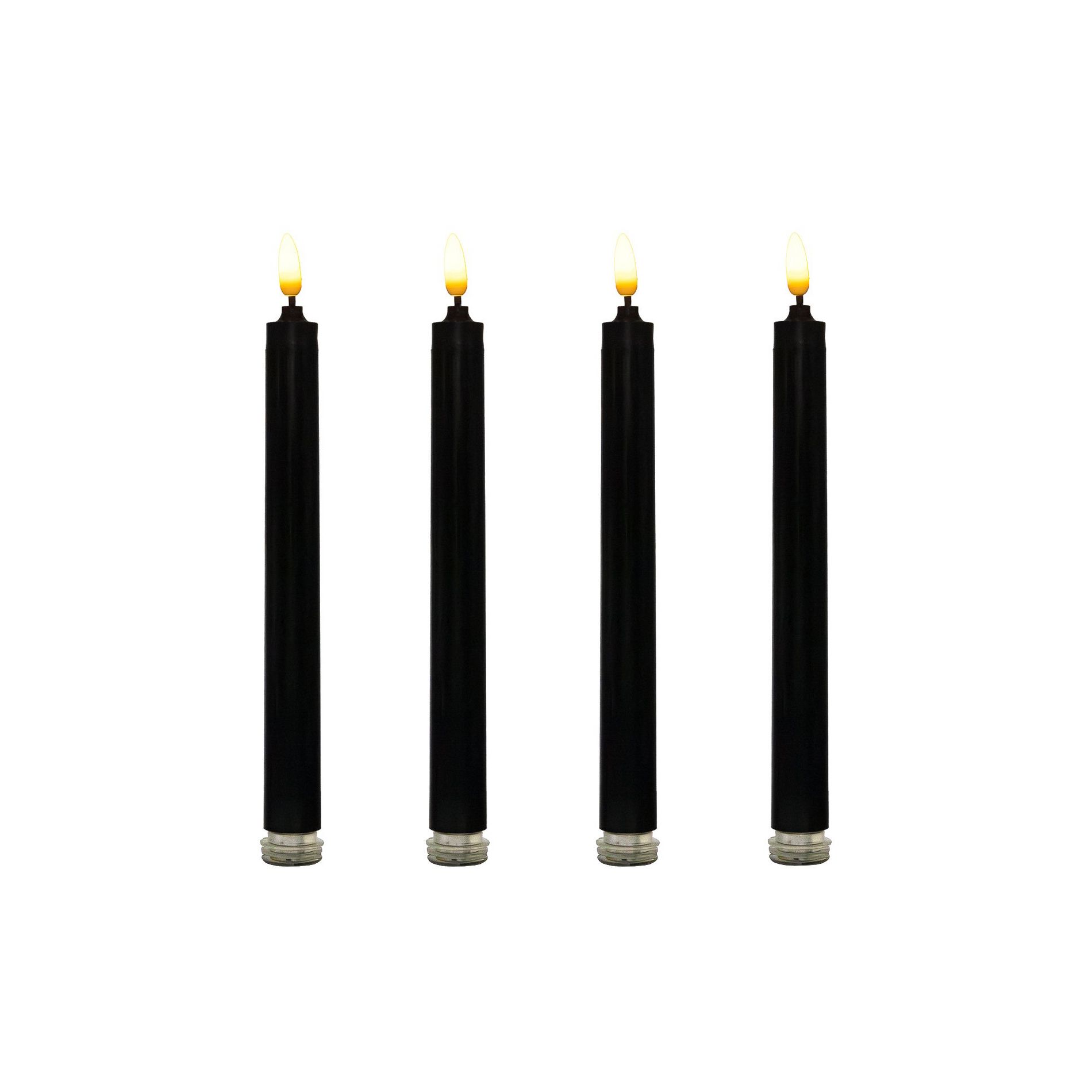 LumaBase Battery-Operated 3D Wick Flame Taper Candles - Set of 4