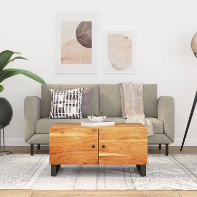 vidaXL Coffee Table 31.5 in.x19.7 in.x15.7 in. Solid Wood Acacia&Engineered Wood