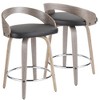 24" Fixed-Height Counter Stool with Swivel, Upholstered Seat and Round Chrome Metal Footrest, Set of 2 for Kitchen - 2 of 4
