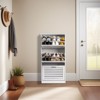 KTMBDW Shoe Storage Cabinet with Flip Drawers Louvered Doors, Hidden Narrow Slim Free Standing Shoe Rack Organizer for Hallway Bedroom, White - 2 of 4
