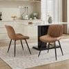 XINGHANZHENXUAN Black 2 Pcs Mid-Century Modern Dining Chairs, Breathable PU Fabric, 2-Inch Cushion, Sturdy Legs & Quick Assembly - 2 of 4