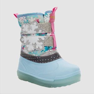 Western Chief Toddler Girls' Denali Lighted Faux Fur Snowflake Winter Boots - Blue - 1 of 4