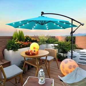 CAVINAS 10 FT Patio Umbrella with Base Deck Umbrella with Base with Night Light Cantilever Patio Umbrellas for Garden, Terrace - 1 of 4
