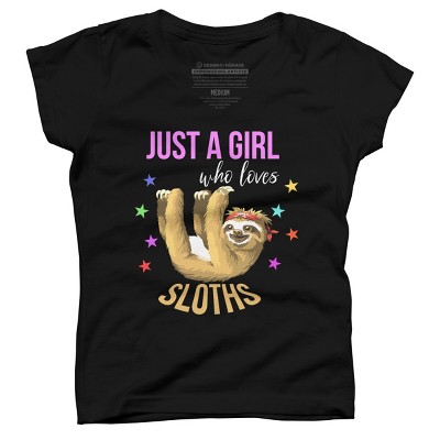 Girl's Design By Humans Just a Girl Who Loves Sloths By stellaandgrace T-Shirt