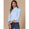 INSPIRE CHIC Women's Ruffle Sleeves Pullover Turtleneck Slim Fit Stretchy Knit Sweater - 2 of 4