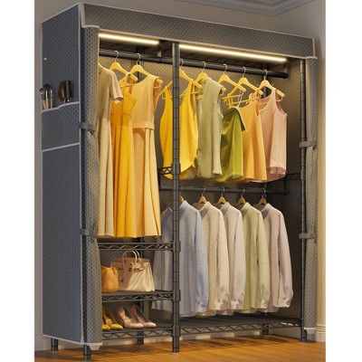 VIPEK V2LC Covered Clothes Rack with Dimmable LED Lights, 3000K Warm White, Freestanding Clothing Rack for Hanging Clothes