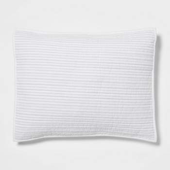 King Reversible Cotton Stripe Quilt Sham Light Gray - Threshold™