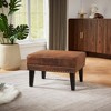 Lycvki Brown Vintage Distressed Ottoman with Riveted Footrest and Solid Wood Legs - 3 of 4