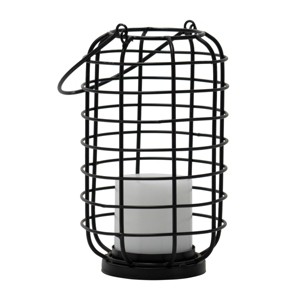 Black Round Metal Wire Pillar Candle Holder with Handle - Foreside Home & Garden - 1 of 4