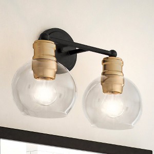 Urban Ambiance Luxury Industrial Bath Light,  10''H x 15''W,  Matte Black and Gold Finish, ULB2080 - 1 of 4