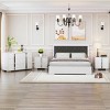 4-Pieces Bedroom Sets Queen Size Upholstered Bed with LED Lights, Mirrored Nightstands and Dresser with Metal Handles and Legs-Maison Boucle - 2 of 4