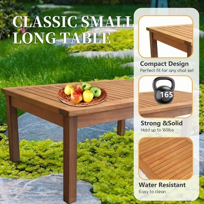 4-Piece Acacia Wood Outdoor Seating Set with White Cushions