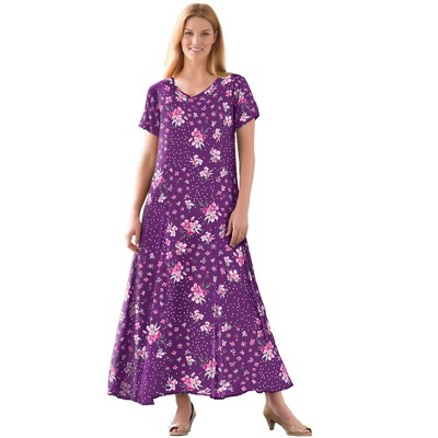 Woman Within Plus Size Petite Short-Sleeve Crinkle Dress