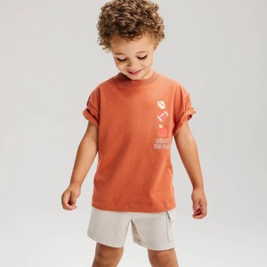 Playera tipo jersey de manga corta de fútbol de otoño para niños pequeños - Cat & Jack™ Naranja oscuro