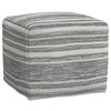 WyndenHall Eleanor Square Woven Pouf Black Melange/White: Handcrafted, No Assembly, Wool Upholstery, Contemporary Style - 2 of 4