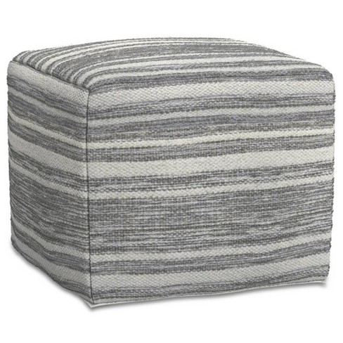 WyndenHall Eleanor Square Woven Pouf Black Melange/White: Handcrafted, No Assembly, Wool Upholstery, Contemporary Style - image 1 of 4