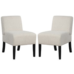 Tangkula 2PCS Armless Accent Chair w/ Rubber Wood Legs Modern Vanity Chair for Bedroom - 1 of 4