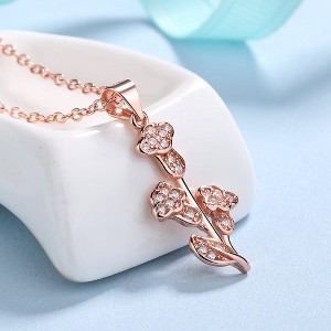 18k Rose And Sterling Silver Tulip Pendant Necklace with crystals - 1 of 4