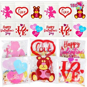 Joyfy 150 Pcs Valentines Day Gift Bags Candy Bags for Kids Party Favor, Classroom Exchange Gift Bags - 1 of 4