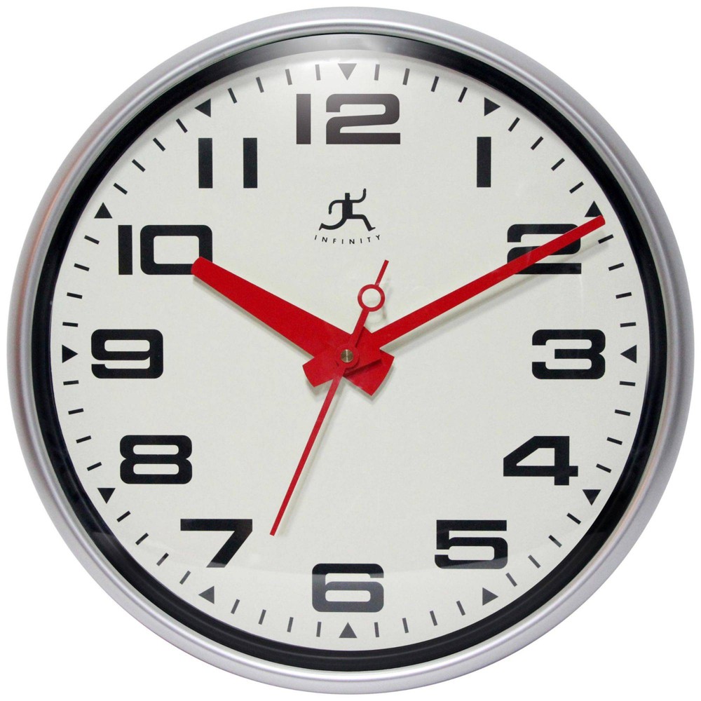 15" Lexington Avenue Wall Clock Matte Silver - Infinity Instruments: Modern Indoor Decorative Timepiece, Analog Display